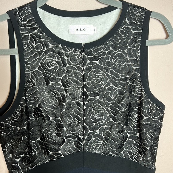 A.L.C Varney Dress Black and Navy Floral Bodice size 6 - Picture 7 of 14